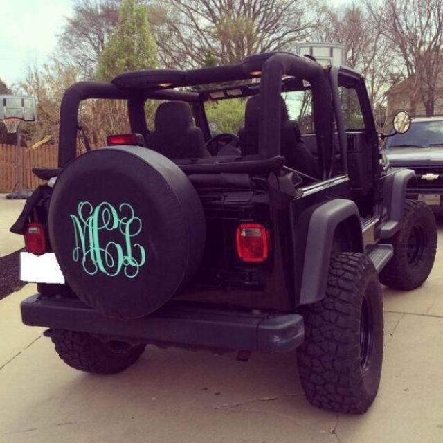 Girly Jeep Logo - MONOGRAM JEEP TIRE COVER on The Hunt