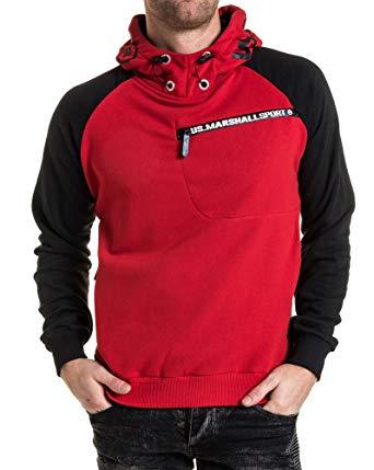 Black and Red Cool L Logo - US Marshall Black and Red Logo Hoodie: L, Color Red: Amazon
