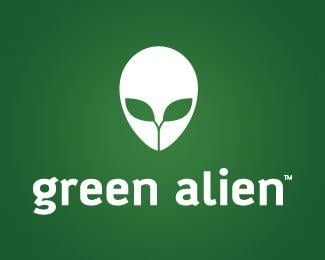 Green Alien Logo - green alien Designed