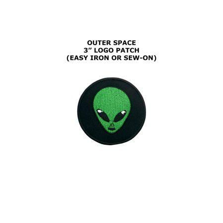 Green Alien Logo - Green Alien Head NASA UFO Embroidered Iron Sew On Space Theme Logo
