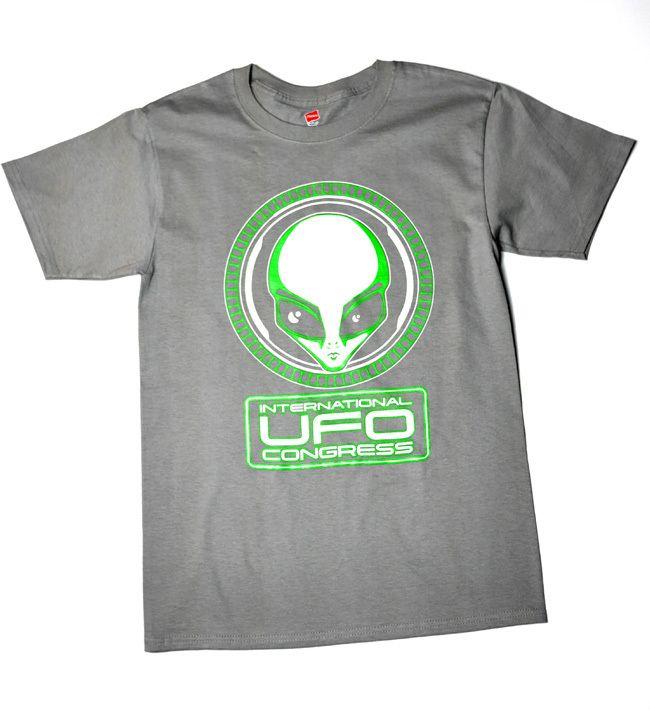 Green Alien Logo - UFO Congress Green Alien on Vintage Gray UFO Congress Store