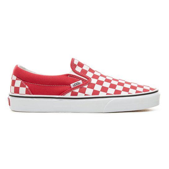 Vans Red Checkerboard Logo - Checkerboard Classic Slip-On Shoes | Red | Vans