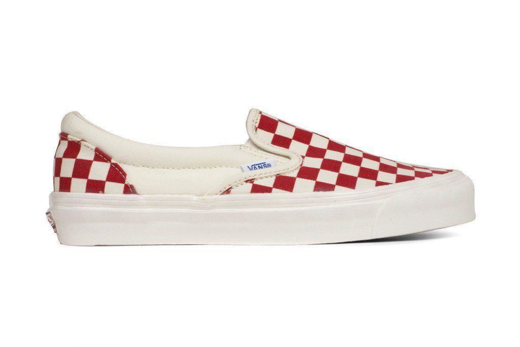 Vans Red Checkerboard Logo - Vans Vault OG Classic Slip-On LX Checkerboard - White/Red – Feature ...