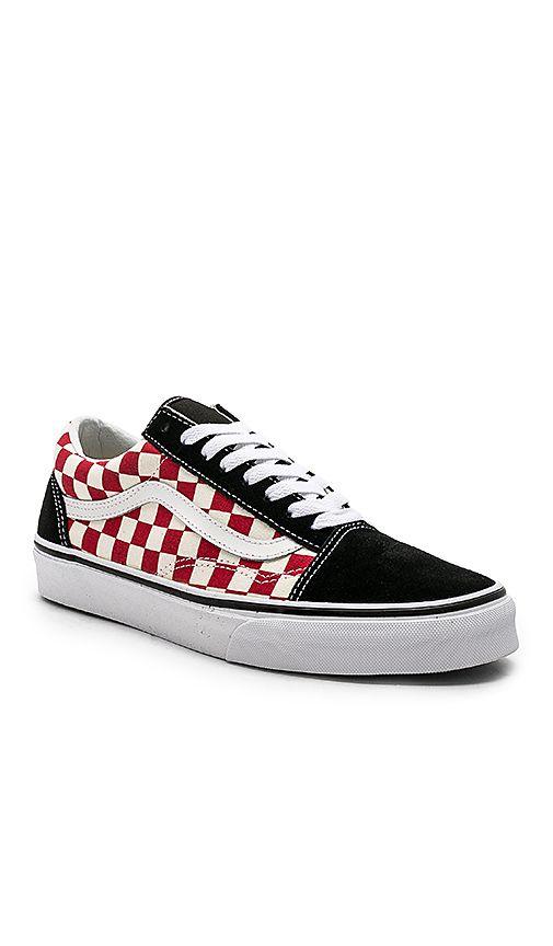 Vans Red Checkerboard Logo - Vans Checkerboard Old Skool Sneakers In Red | ModeSens