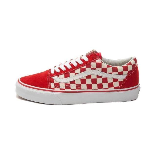 Vans Red Checkerboard Logo - NEW Vans Old Skool Chex Skate Shoe RED White Checkerboard Mens