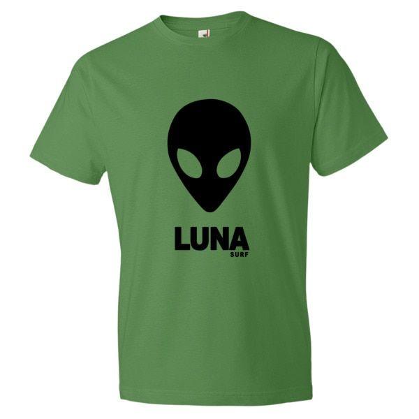 Green Alien Logo - Luna Black Alien Logo Short sleeve t-shirt - Lunasurf