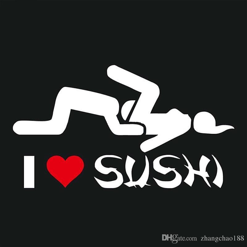 Sexy Car Logo - 2019 The Exsquisite Sexy Car Decals 16*9CM I LOVE SUSHI Car Stickers ...