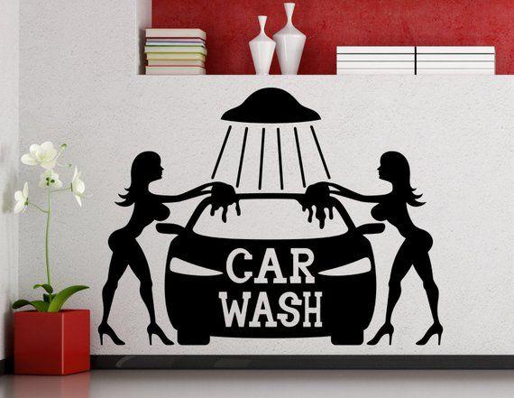 Sexy Car Logo - Car Wash Wall Sticker Sexy Girls Car Washing Logo Auto Service | Etsy