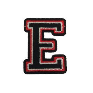 Black and Red E Logo - E Letter Black Red (Iron On) Embroidery Applique Patch Sew Iron Badge