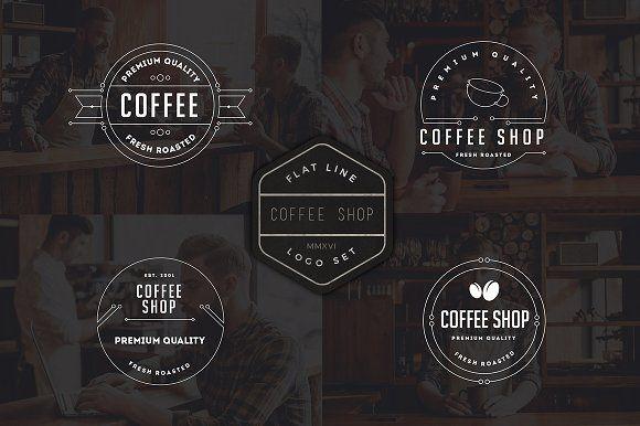 Coffee Shop Brand Logo - 10 Coffee Shop Flat Line Logo ~ Logo Templates ~ Creative Market