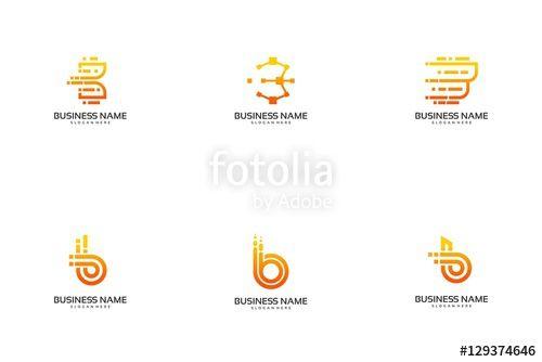 Modern B Logo - Modern B initial Technology Logo Vector illustration Set Stock
