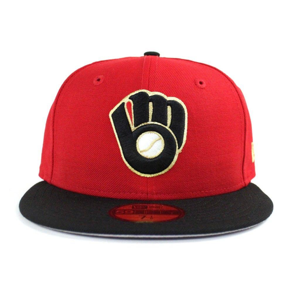 Gray and Red and Gold Logo - Milwaukee Brewers New Era 59Fifty Fitted Hat (Red Black Gold Gray ...