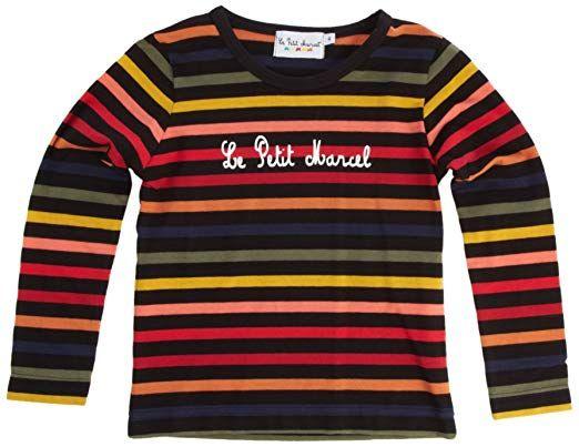 Black and Red E Logo - Little Marcel Massilote ML E 1 Logo Girl's T Shirt Black Red Pink