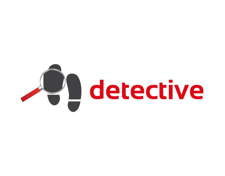 Grey and Red Logo - Detective Logo - Shoe Prints With Magnifying Glass in Grey with Red ...