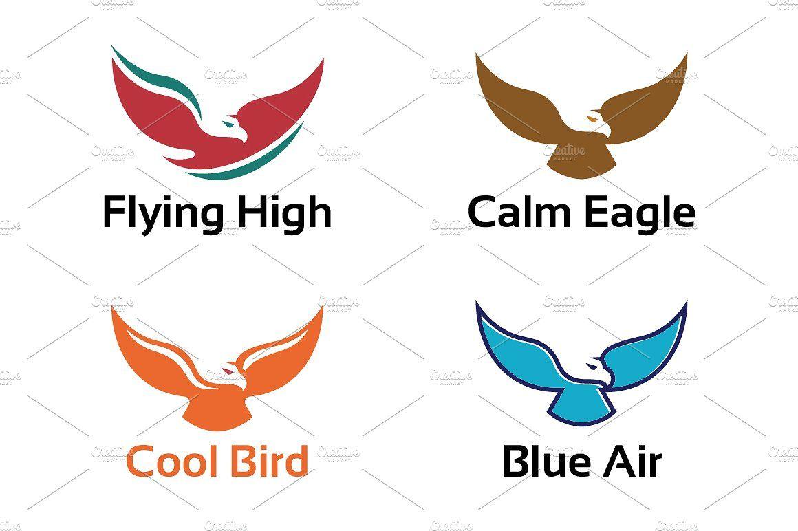 Flying Blue Eagle Logo - 4 Simple Hawk Eagle Logo Symbol ~ Logo Templates ~ Creative Market
