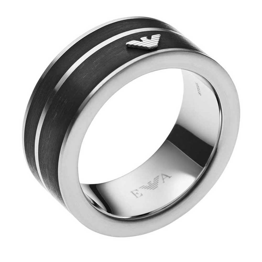 Black Ring Logo - Emporio Armani Mens Sig Black Logo Ring ESG2032040. The Jewel Hut