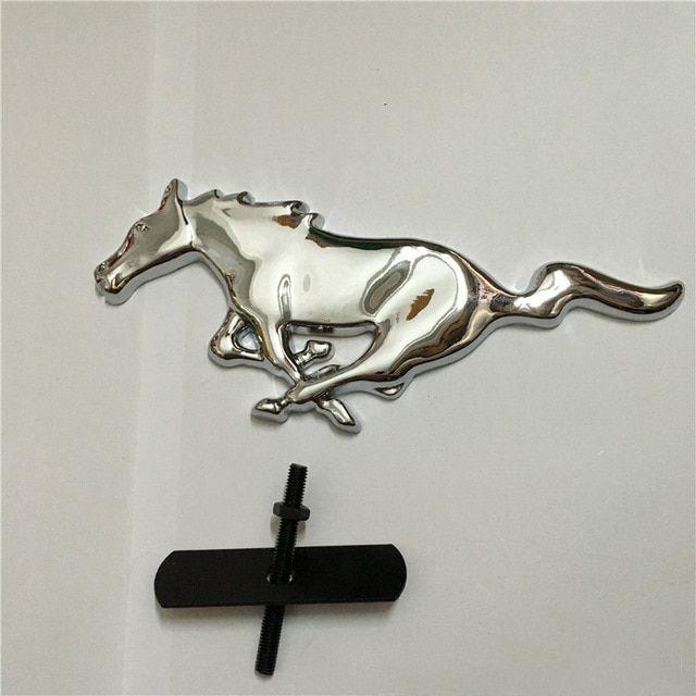 Horse Cross Logo - 3D Silver Horse Logo Metal Alloy Car Auto Front Hood Grille Emblem ...