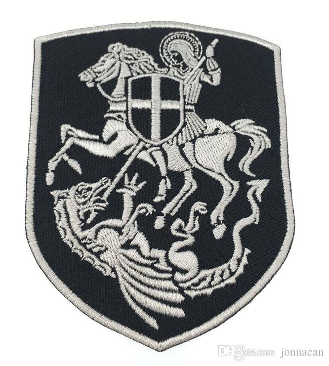 Horse Cross Logo - Top Quality Knight Warrior Shield Embroidered Patch Georger On Horse ...