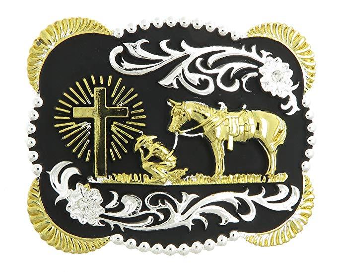 Horse Cross Logo - Praying Cowboy w/ Horse Cross Christian Western Belt
