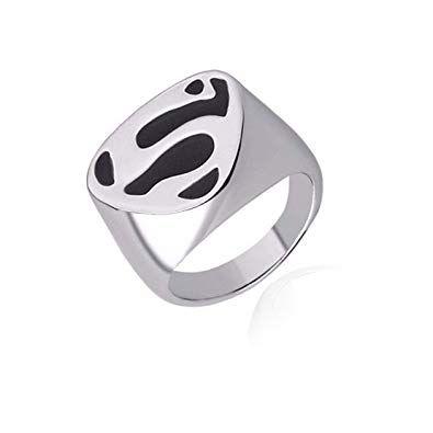 Black Ring Logo - Sorella'z Mens Stainless Steel Black Superman Logo Ring: Amazon.in