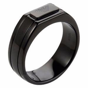 Black Ring Logo - Emporio Armani Black Ceramic & IP SS Plated Eagle Logo Ring EGS1459
