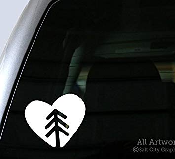 Pine Tree Heart Logo - Nature Lover Decal (Pine Tree in Heart) Window