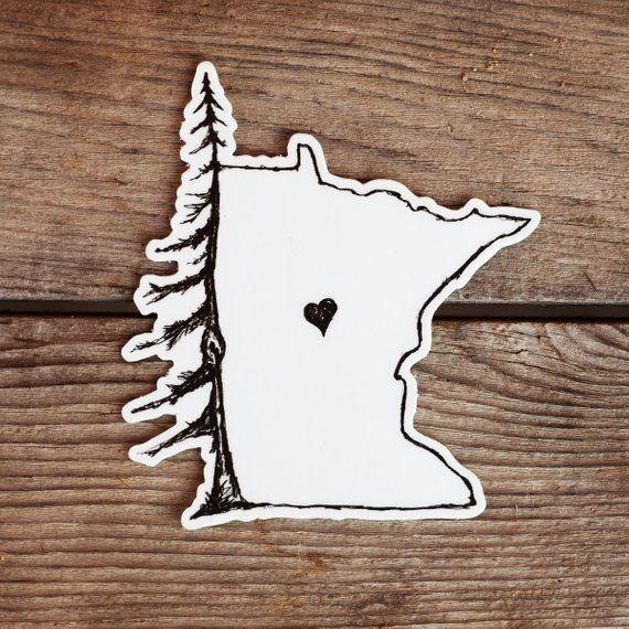 Pine Tree Heart Logo - Minnesota Pine Tree Heart Premium Sticker Decal For Laptop | Etsy