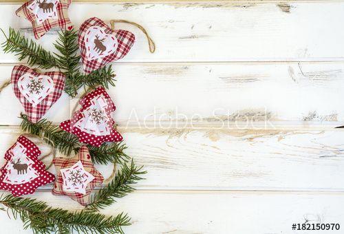 Pine Tree Heart Logo - Christmas Card with Fabric Heart,Pine Tree and Star on a White ...