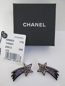 Chanel Galaxy Logo - NWT Chanel Shooting Star Galaxy Glitter Crystal Resin Logo Stud ...