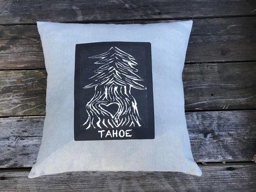 Pine Tree Heart Logo - Pine Tree with Heart Tahoe, Handcrafted, Eco Dyed Cotton Pillow