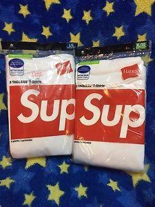 Extra Small Supreme Logo - SUPREME HANES TAGLESS TEE BLACK WHITE SIZE SMALL MEDIUM LARGE EXTRA ...