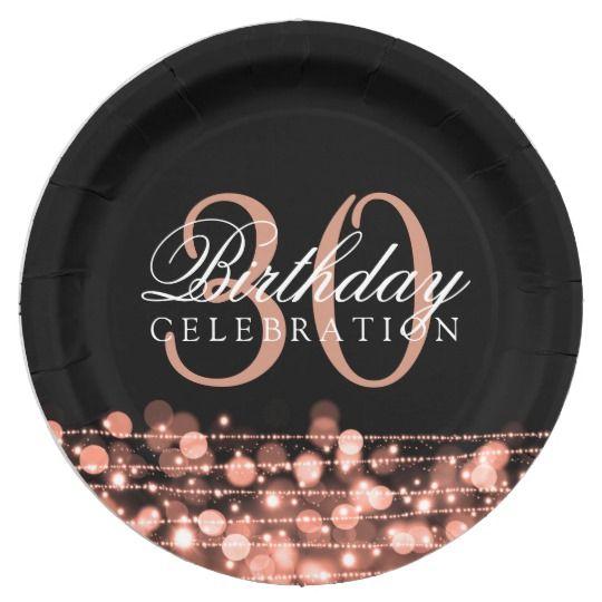 Eligant HG Logo - Elegant 30th Birthday Party Sparkles Rose Gold Paper Plate