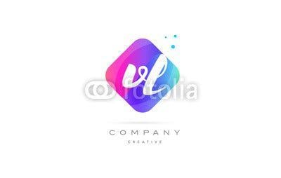 VL Company Logo - vl v l pink blue rhombus abstract hand written company letter logo