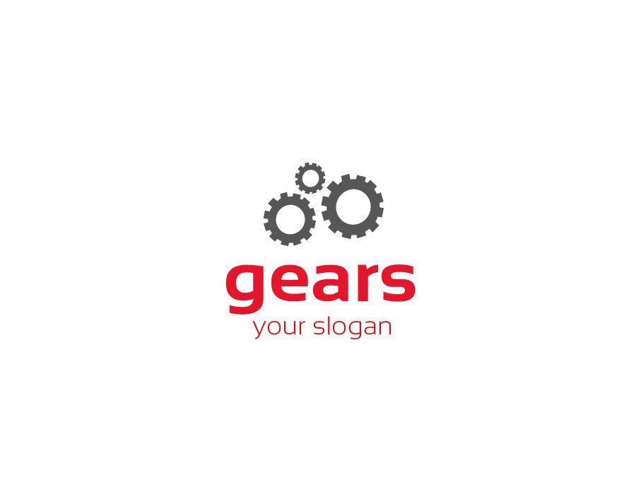 Red Grey Circle Logo - Gears Logo - Grey Gears with Red Text - FreeLogoVector