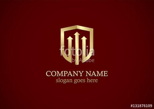 Maroon and Gold Logo - shield arrow up business gold logo