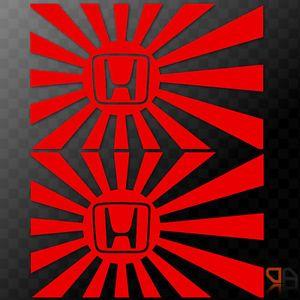 JDM Honda Logo - 2x (pair) Japanese Rising Sun With Honda Logo JDM Car Decals ...