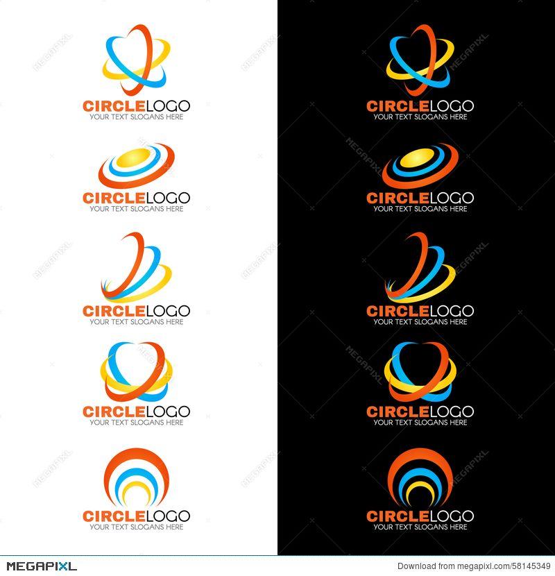 Blue Circle Wave Logo - Yellow Blue Orange Circle Wave Line Logo Vector Design Illustration