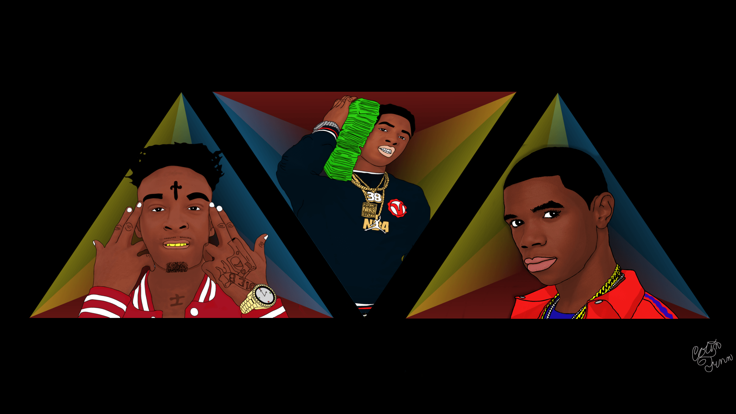 21 Savage NBA Logo - 21 Savage, NBA YoungBoy and A Boogie Fan Art : HipHopImages