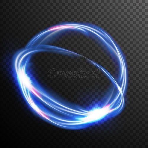 Blue Circle Wave Logo - Blue Circles Glow Light Effect Vector. Round Wave. Magic Neon