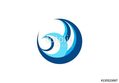 Blue Circle Wave Logo - wave circle blue logo, global waves water swirl symbol icon, sphere ...