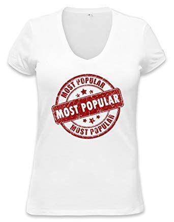 Most Popular Clothing Logo - Most Popular Logo Womens V-neck T-shirt: Amazon.co.uk: Clothing