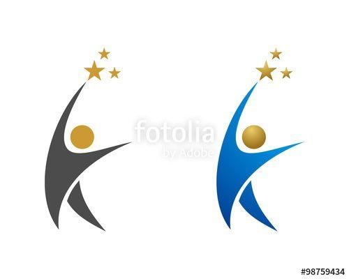 Figure Logo - human figure reaching star logo template Stock image and royalty