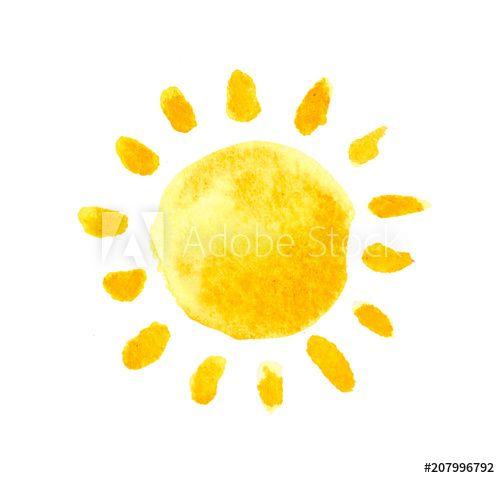 Painted Sun Logo - Bright sun logo symbol background made of watercolor painted strokes