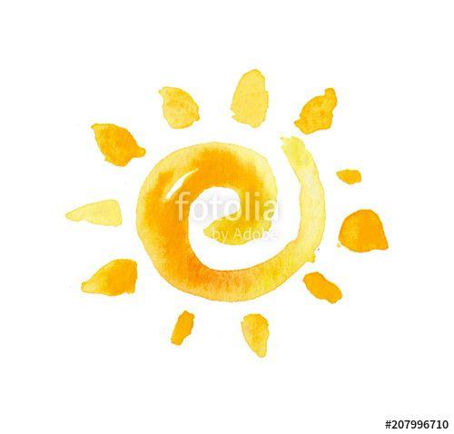Painted Sun Logo - Bright sun logo symbol background made of watercolor painted strokes ...