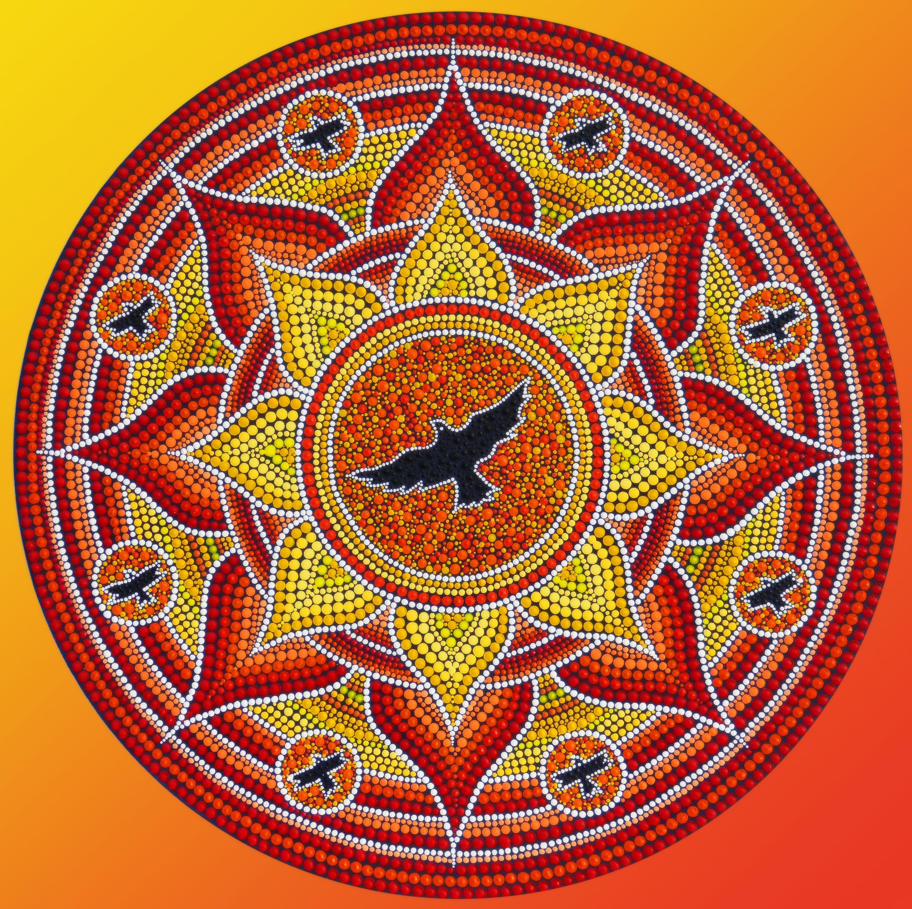 Painted Sun Logo - Sun Mandala painted by Melinda Tamas, acrylic paint on canvas, 40 cm ...