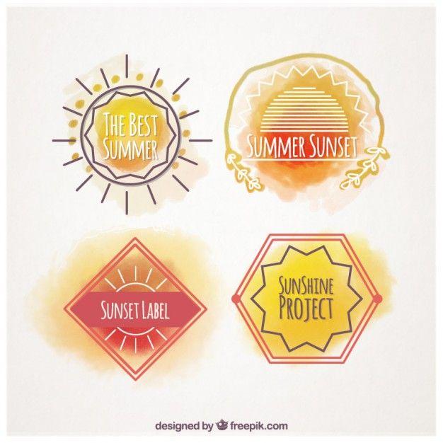 Painted Sun Logo - Hand painted sun badges Vector