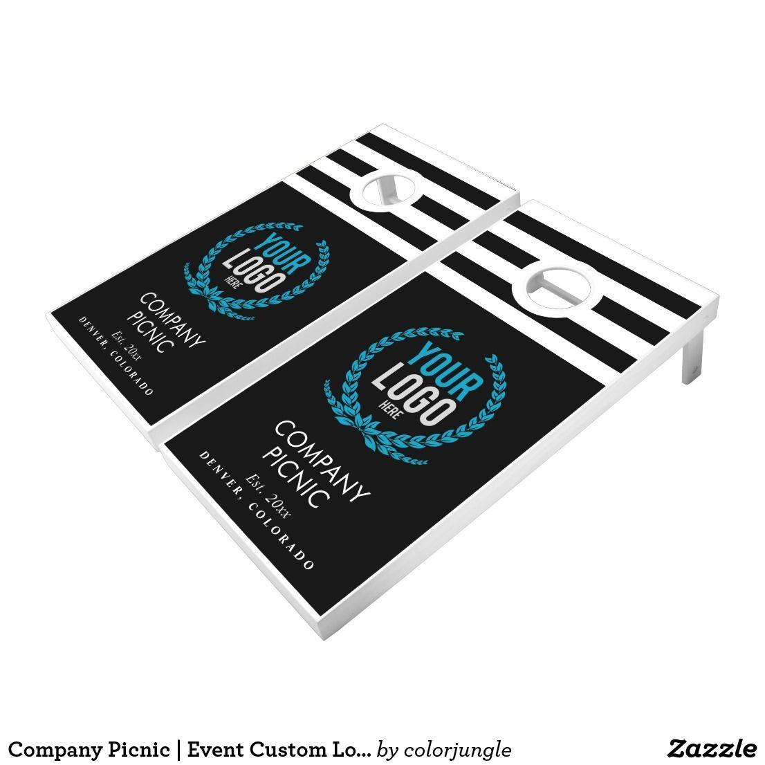 Company Picnic Logo - Company Picnic | Event Custom Logo Black Cornhole Set | Black ...