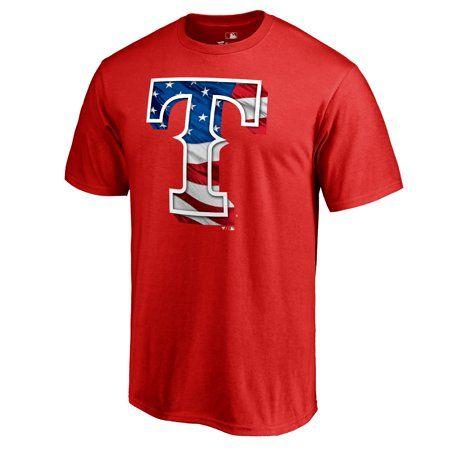 Great Wave of Red in Logo - Texas Rangers Fanatics Branded 2018 Stars & Stripes Banner Wave Logo