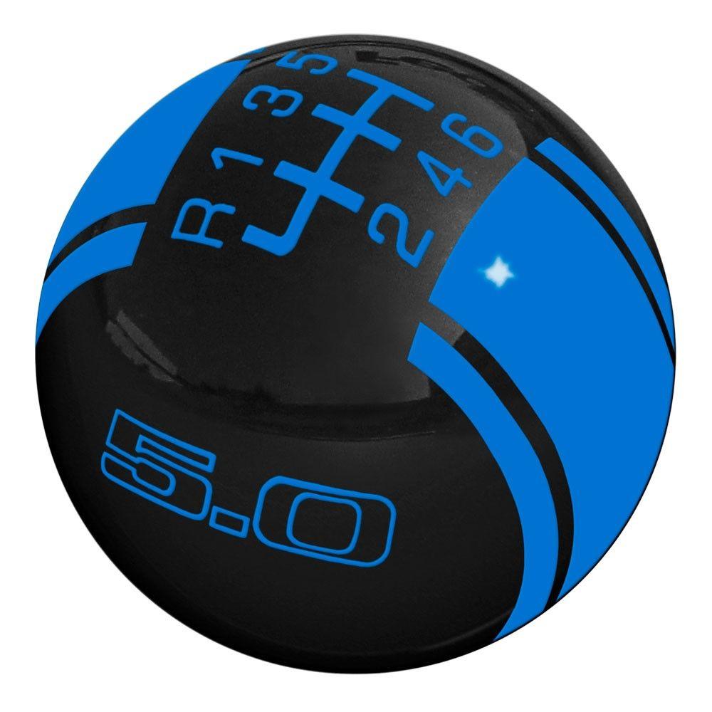 Blue and Black GT Logo - Mustang Knob Black With Light Blue 6-Speed 5.0 Logos 2011-2017