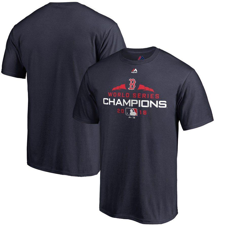 Boston Red Sox Championship Logo - Men's Majestic Navy Boston Red Sox 2018 World Series Champions ...